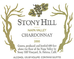 Wine Label for Stony Hill Vineyard